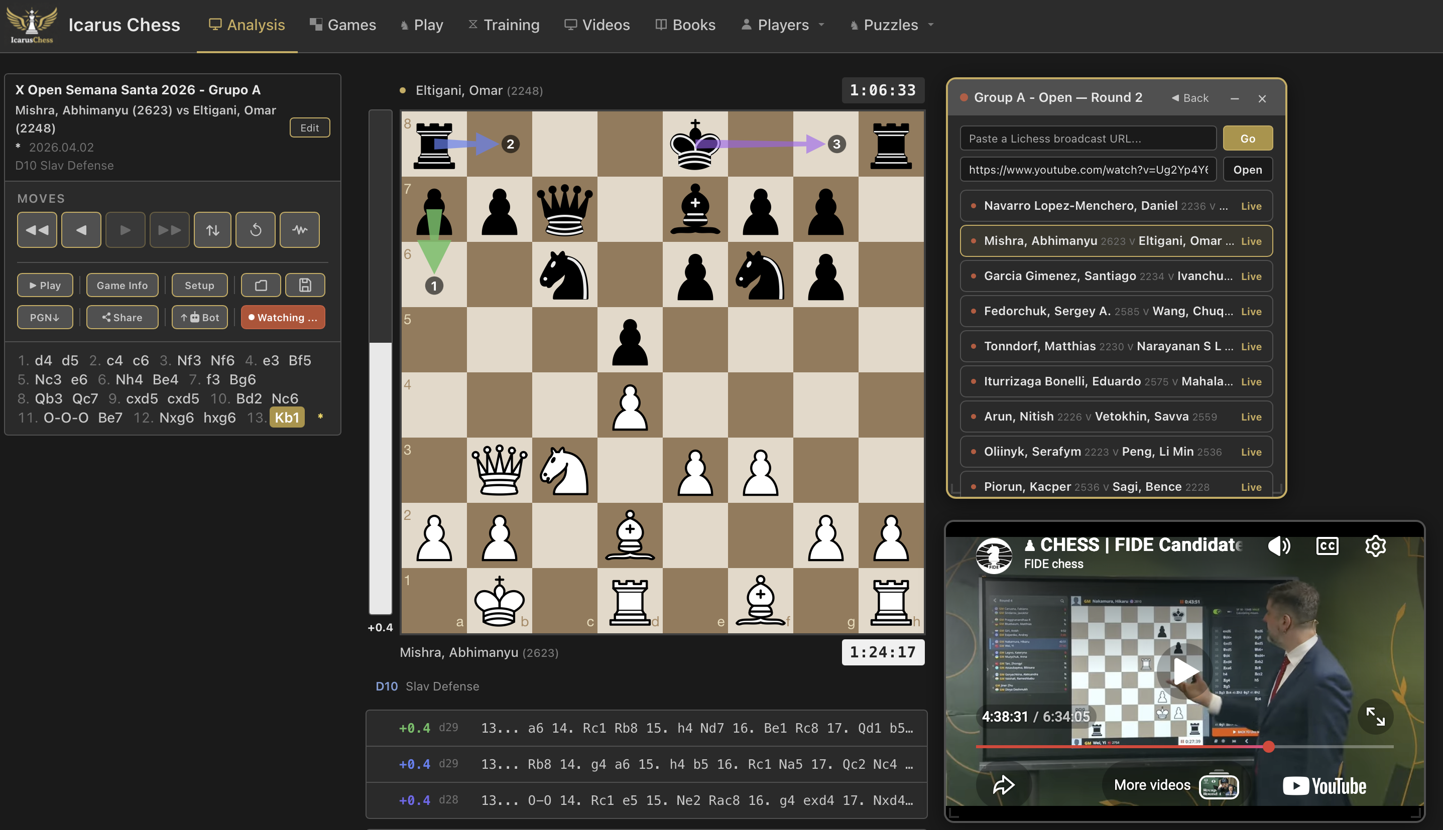 Live broadcast with commentary