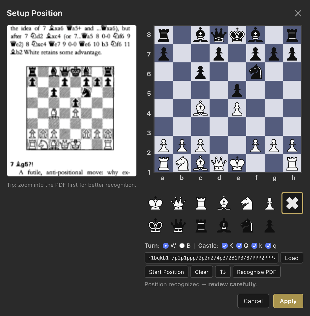 Board recognition from PDF